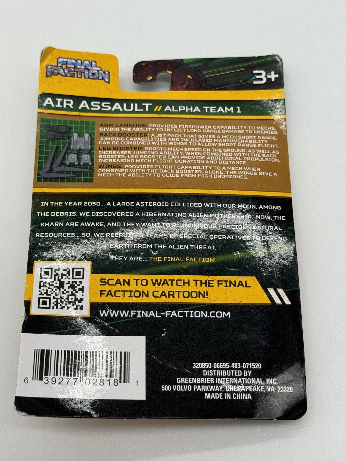 FINAL FACTION - Mech Weapons AIR ASSAULT Pack - NEW CARDED 005