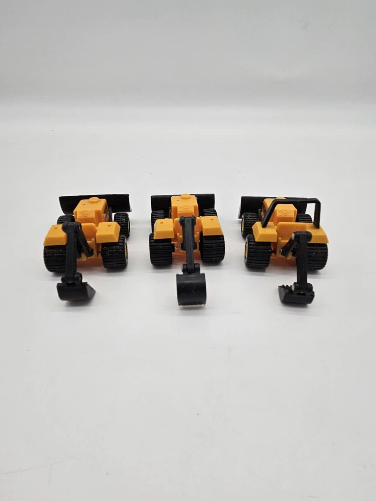3 Soma Mighty Wheels Yellow Digger Bulldozer Front Loader Excavator  Plastic Toy