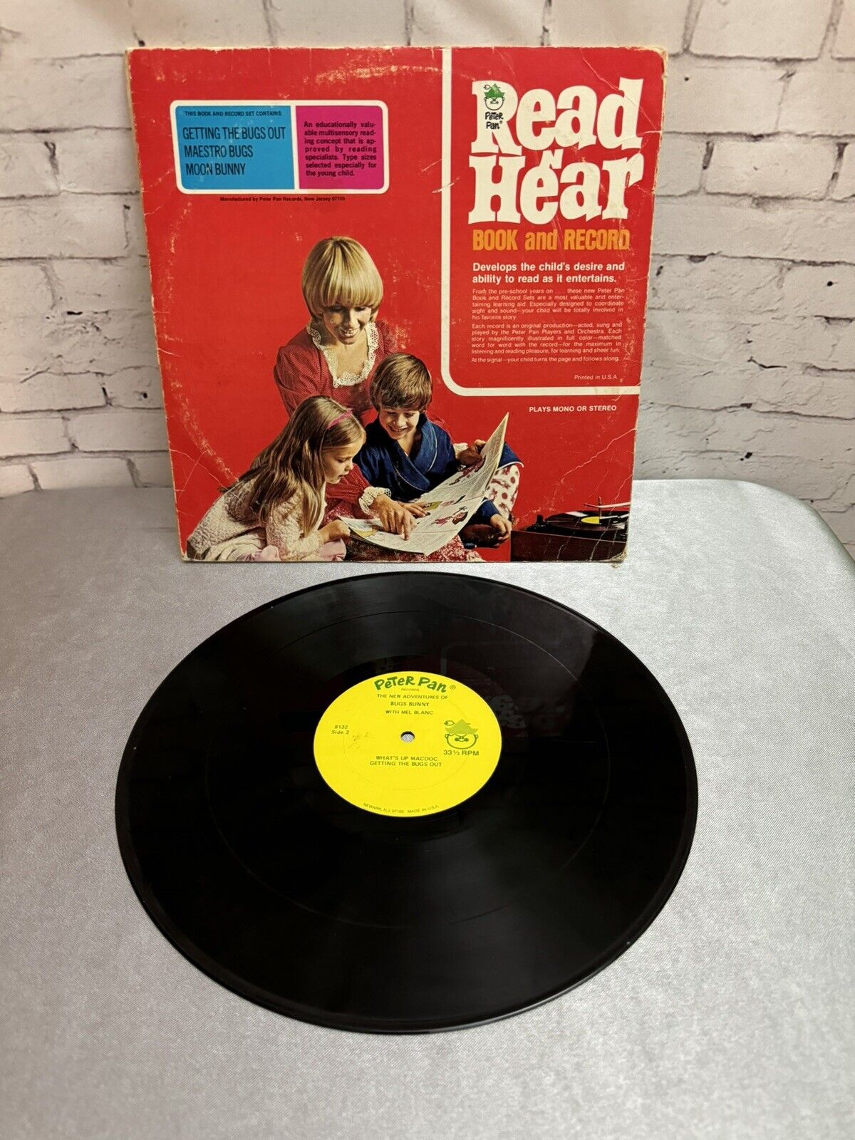 BUGS BUNNY 3 Funny Stories VINYL LP w Book 1975 PETER PAN Records MOON BUNNY