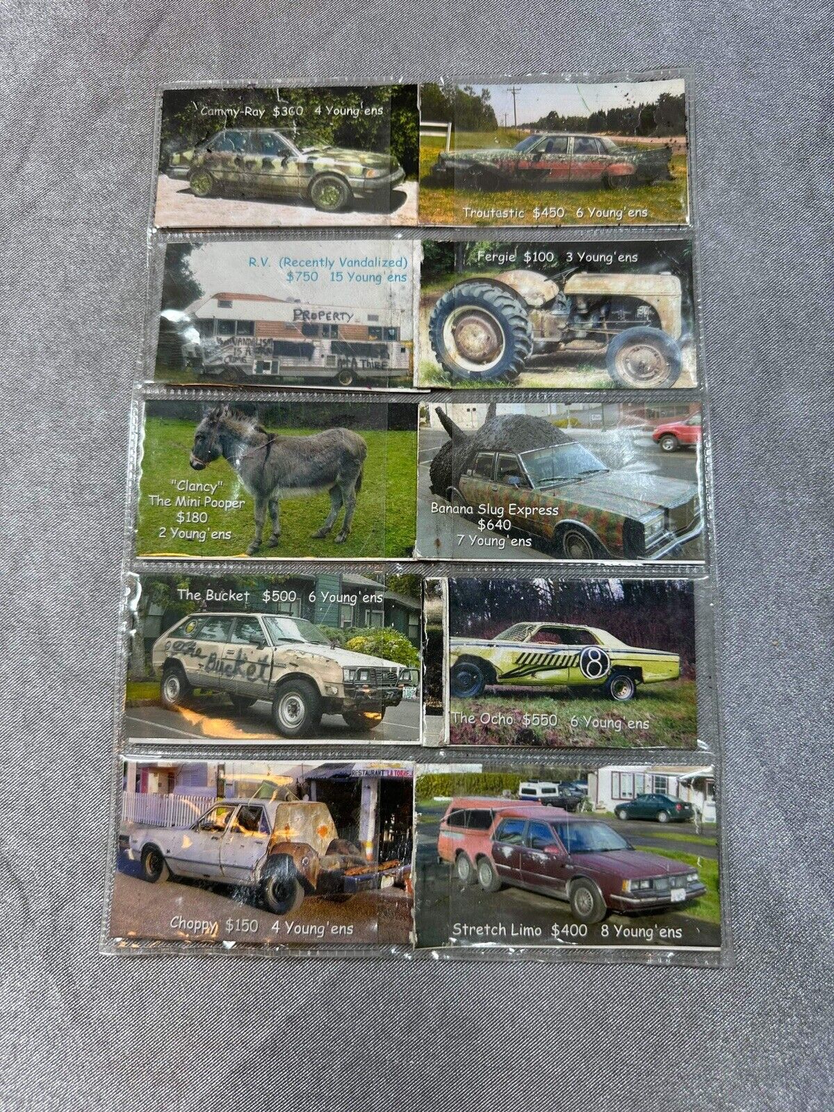 Funny Redneck Vehicle Game Cards TNO