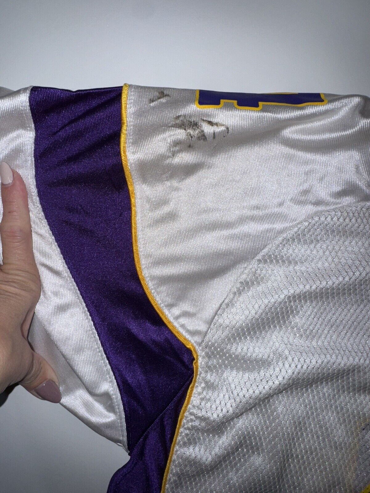 Reebok Minnesota Vikings Road White Brett Favre Jersey Sz L 2009 2010