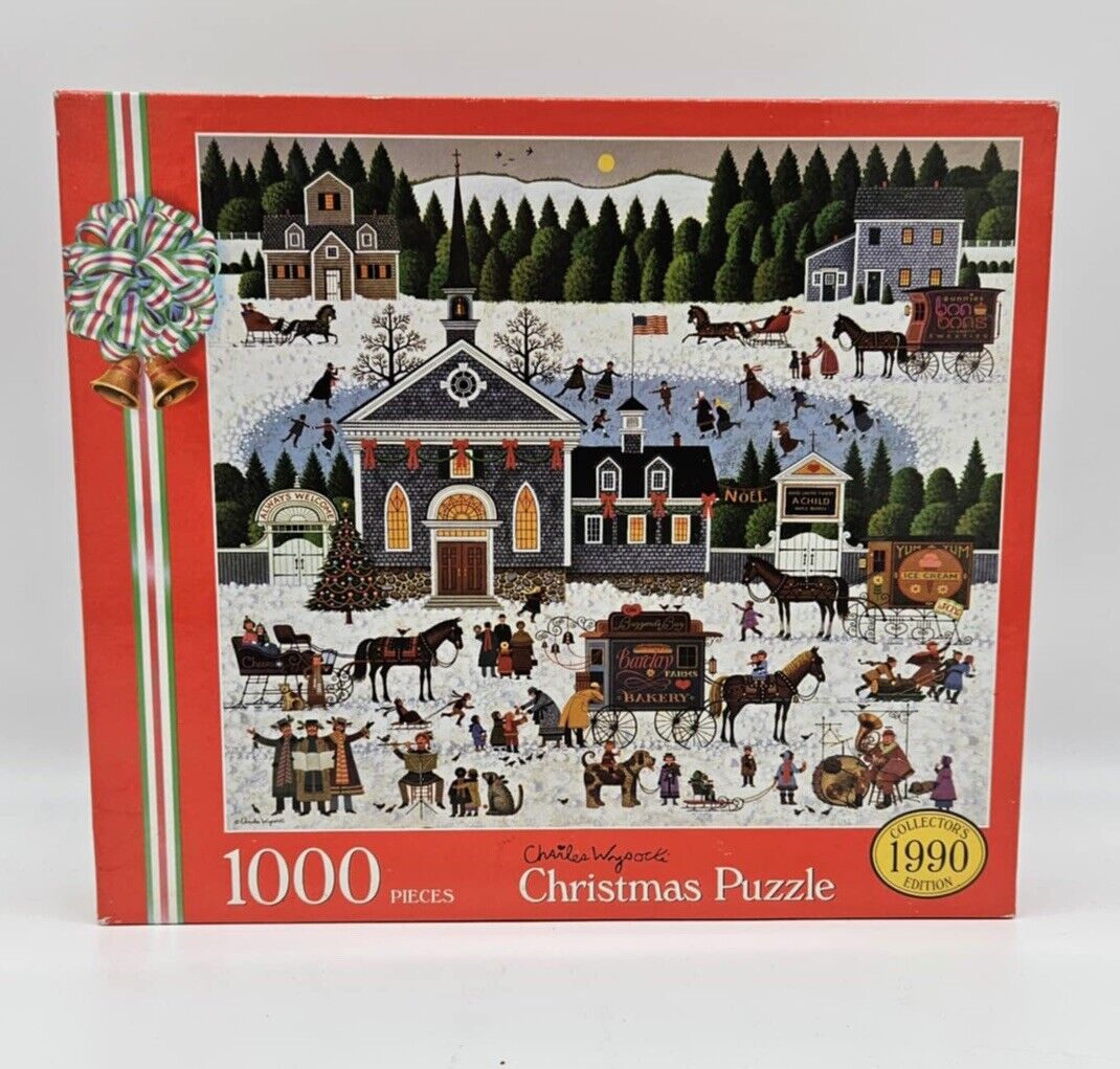 1989 Charles Wysocki's CHURCHYARD CHRISTMAS #4065 1000pc Puzzle COMPLETE