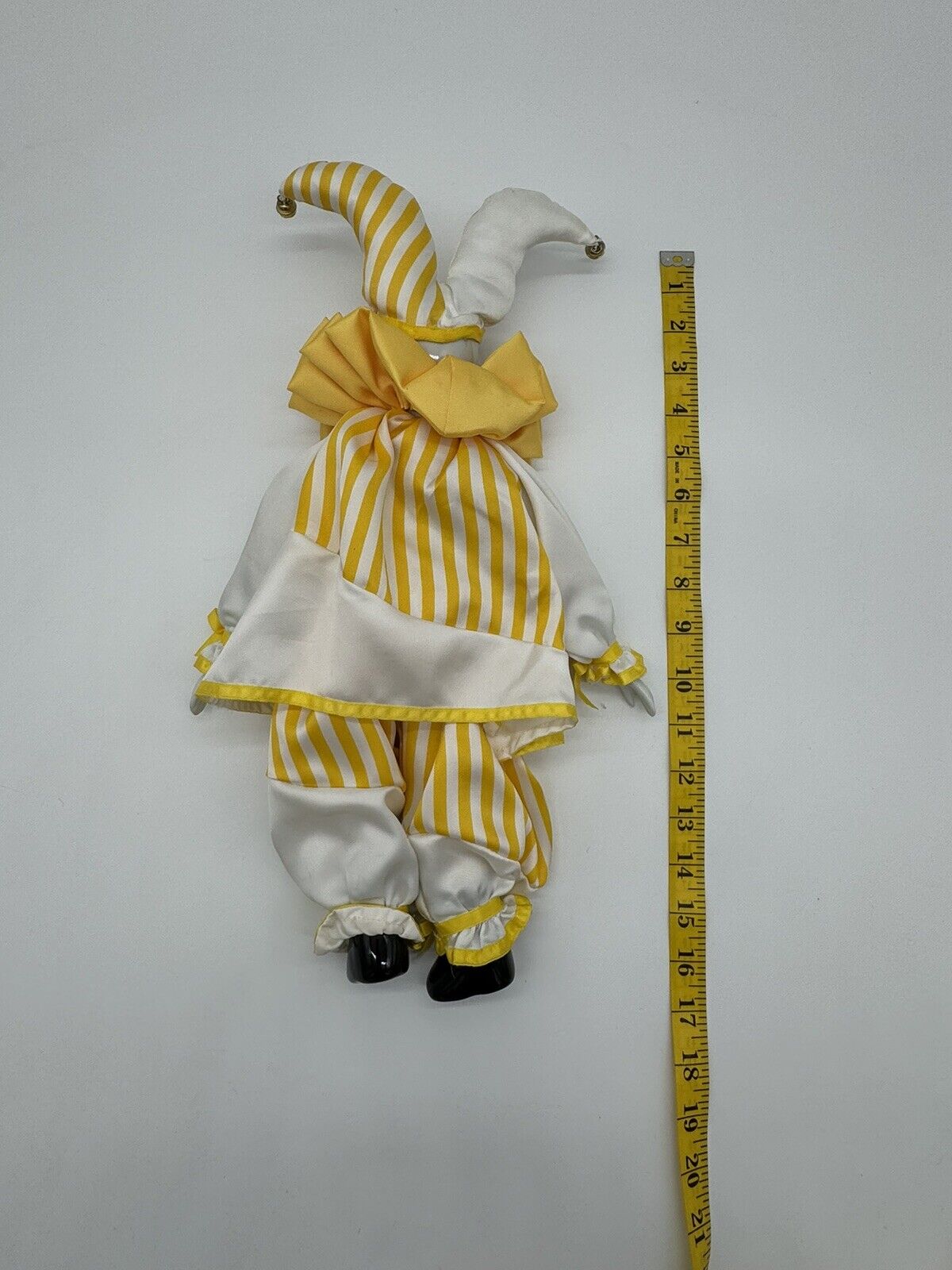 Vintage Porcelain Faced Clown Doll - 18” Yellow