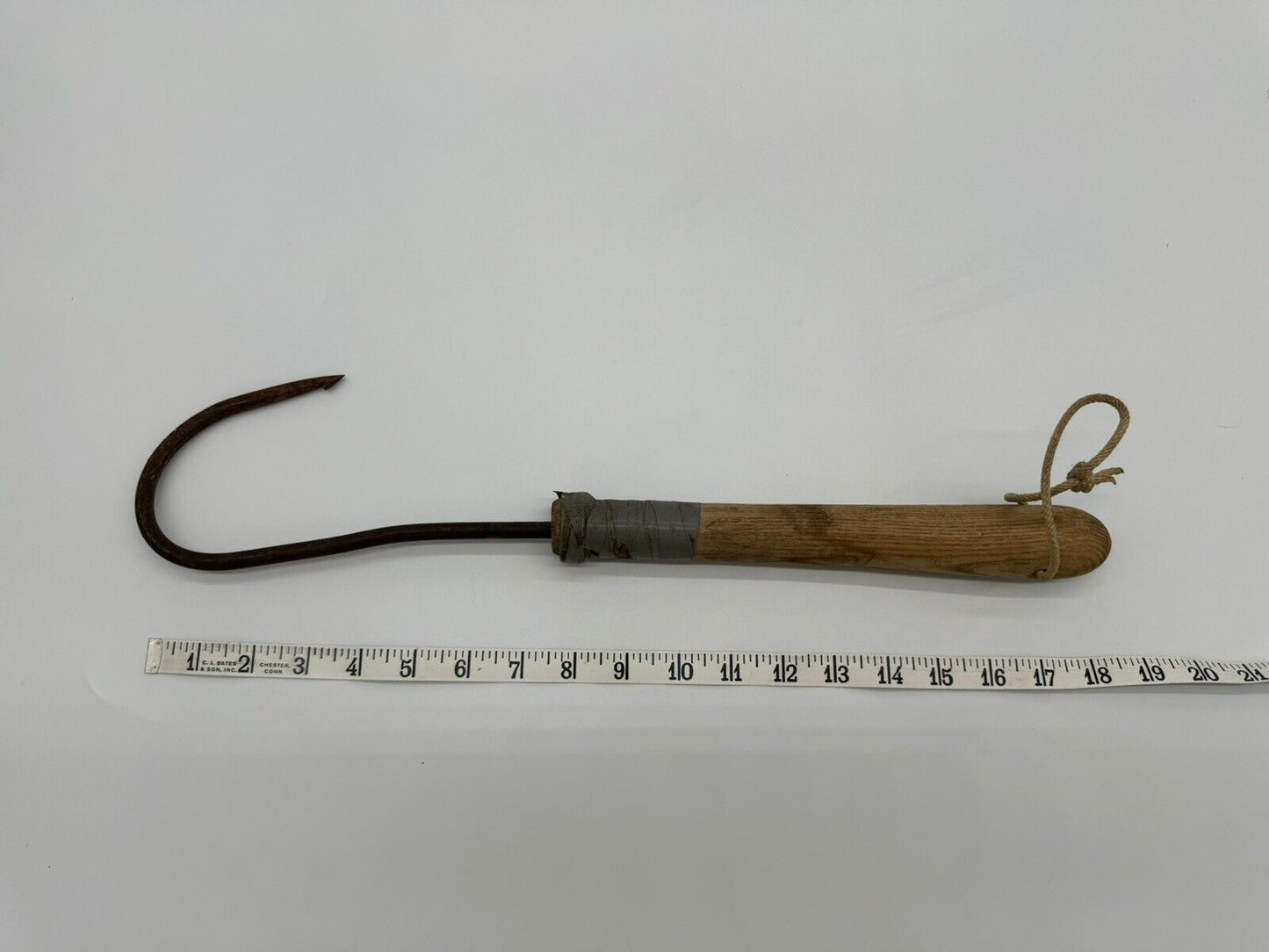 Vintage Short Wooden Handle Fishing Gaff Gaffing Hook