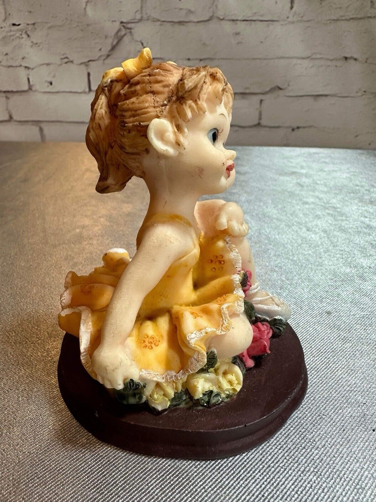 Vintage Sitting Child Ballerina With Roses Ceramic Figurine VFG