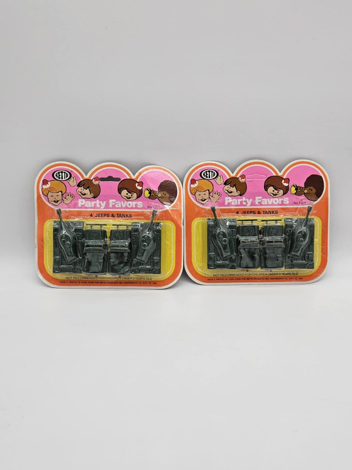 VINTAGE 1977 Betta Toys Kids Party Favors Sealed Lot of 2 Jeeps & Tanks VTY