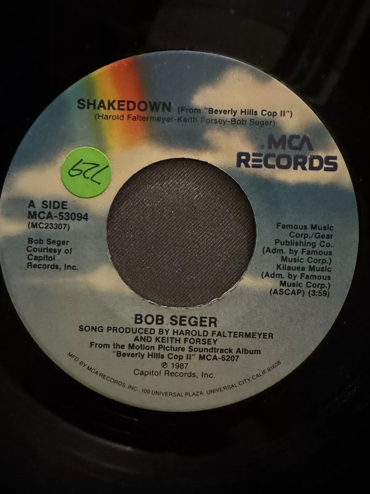 BOB SEGER  7" 45 RPM "Shakedown" & "The Aftermath"  VG condition