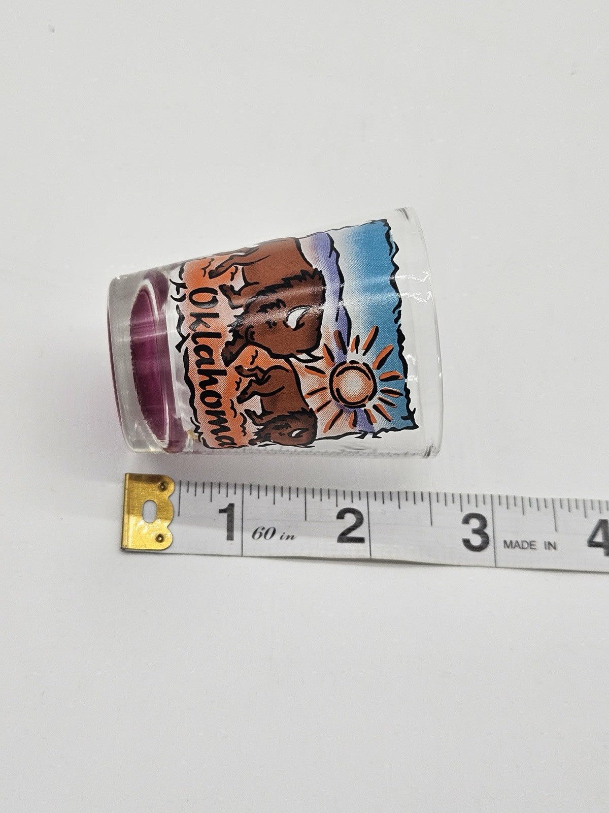 Oklahoma Bison Sunset Scenic Souvenir Shot Glass Purple Base
