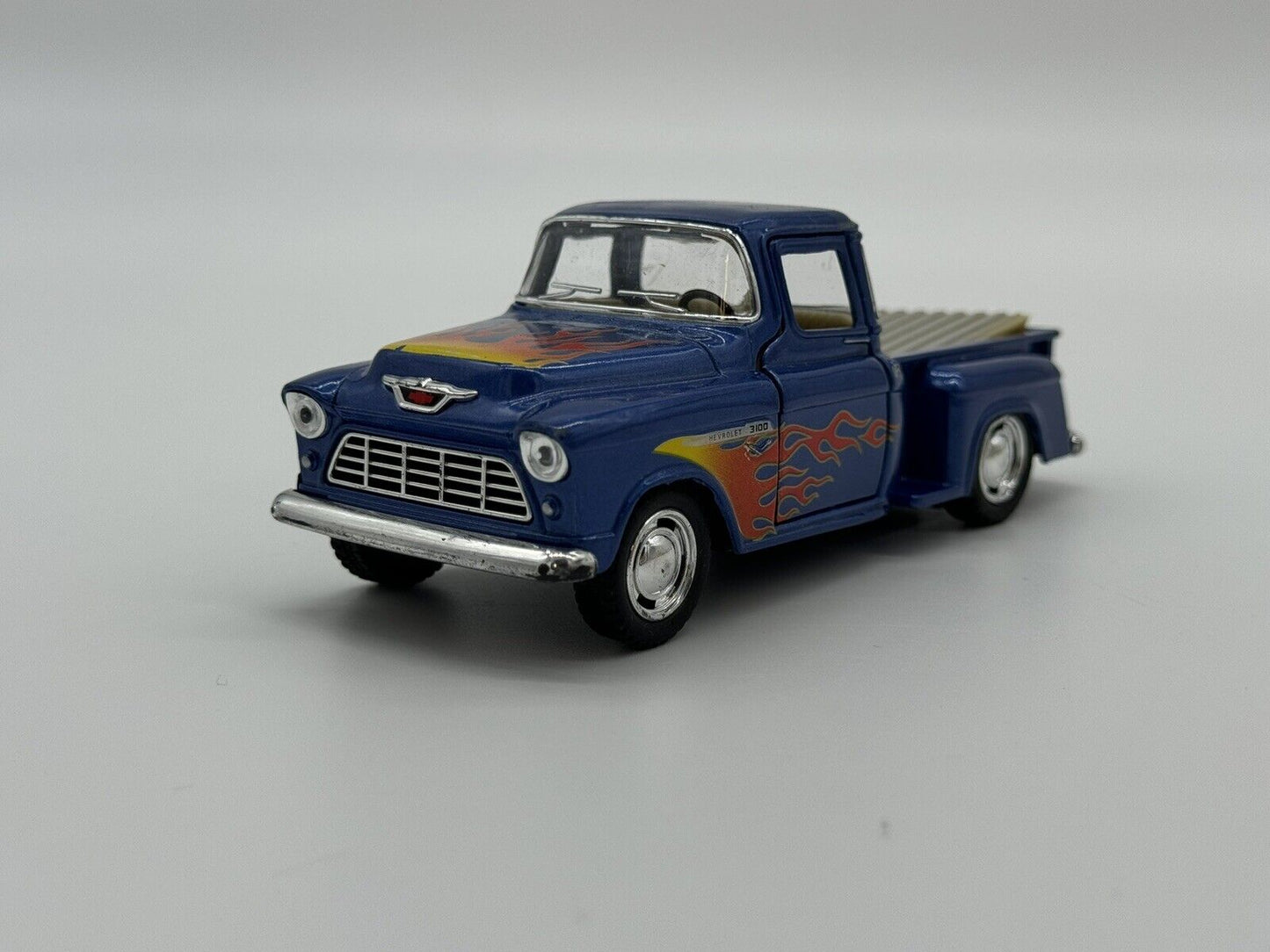1955 Blue Chevrolet Stepside Pickup Ute w/ Flames 1:32 Scale Die-Cast Model 006