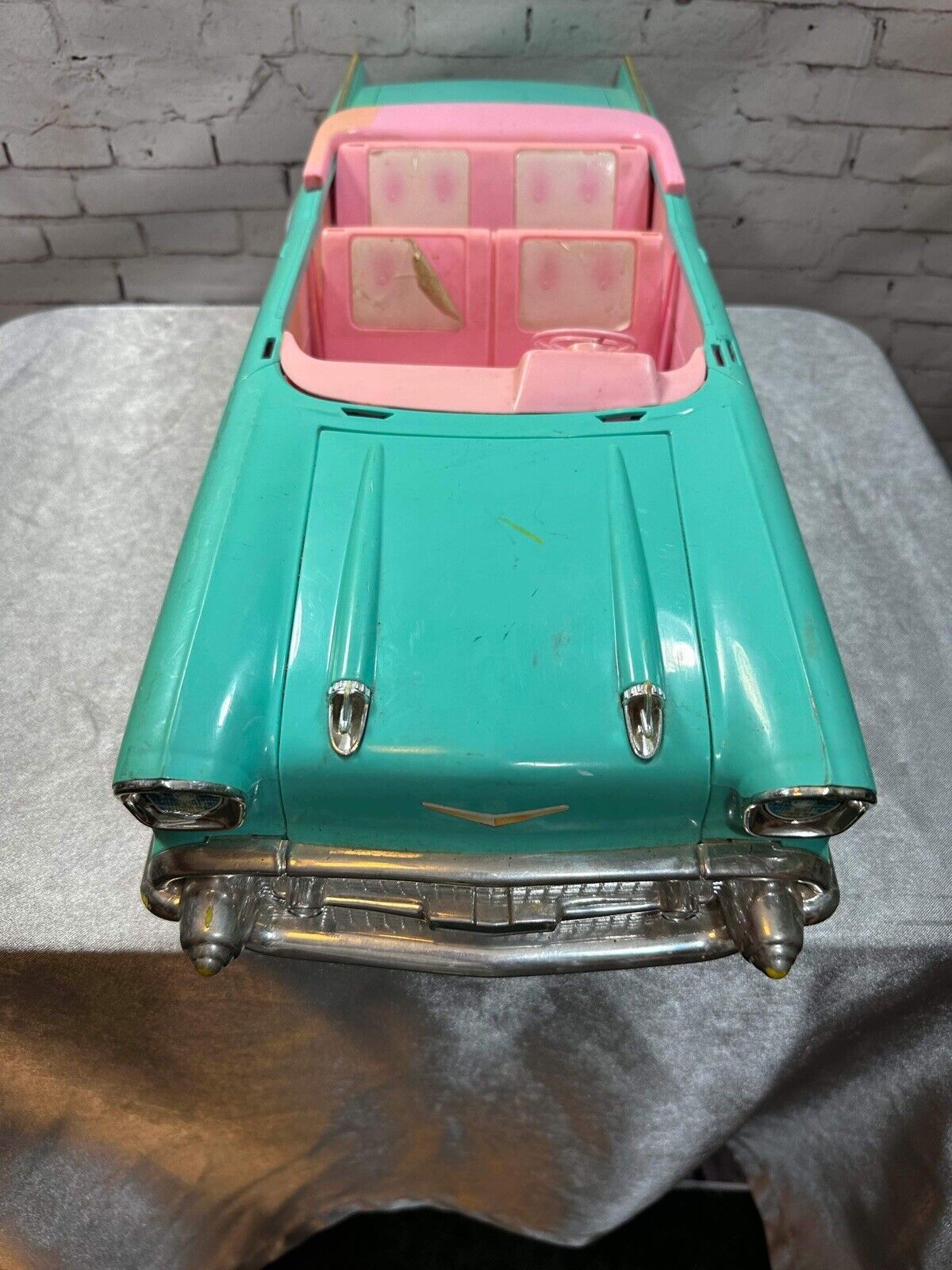 Barbie 57 Chevy Bel Air Convertible Car Turquoise Pink Incomplete Vintage 1988
