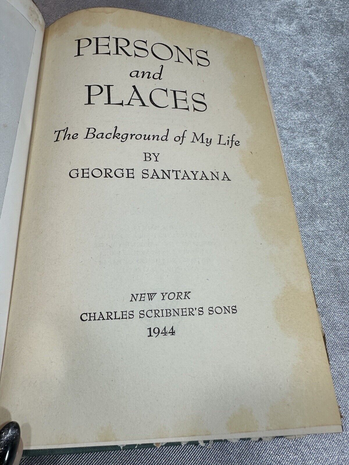 1944 Persons And Places The Background of My Life Book George Santayana VBKS
