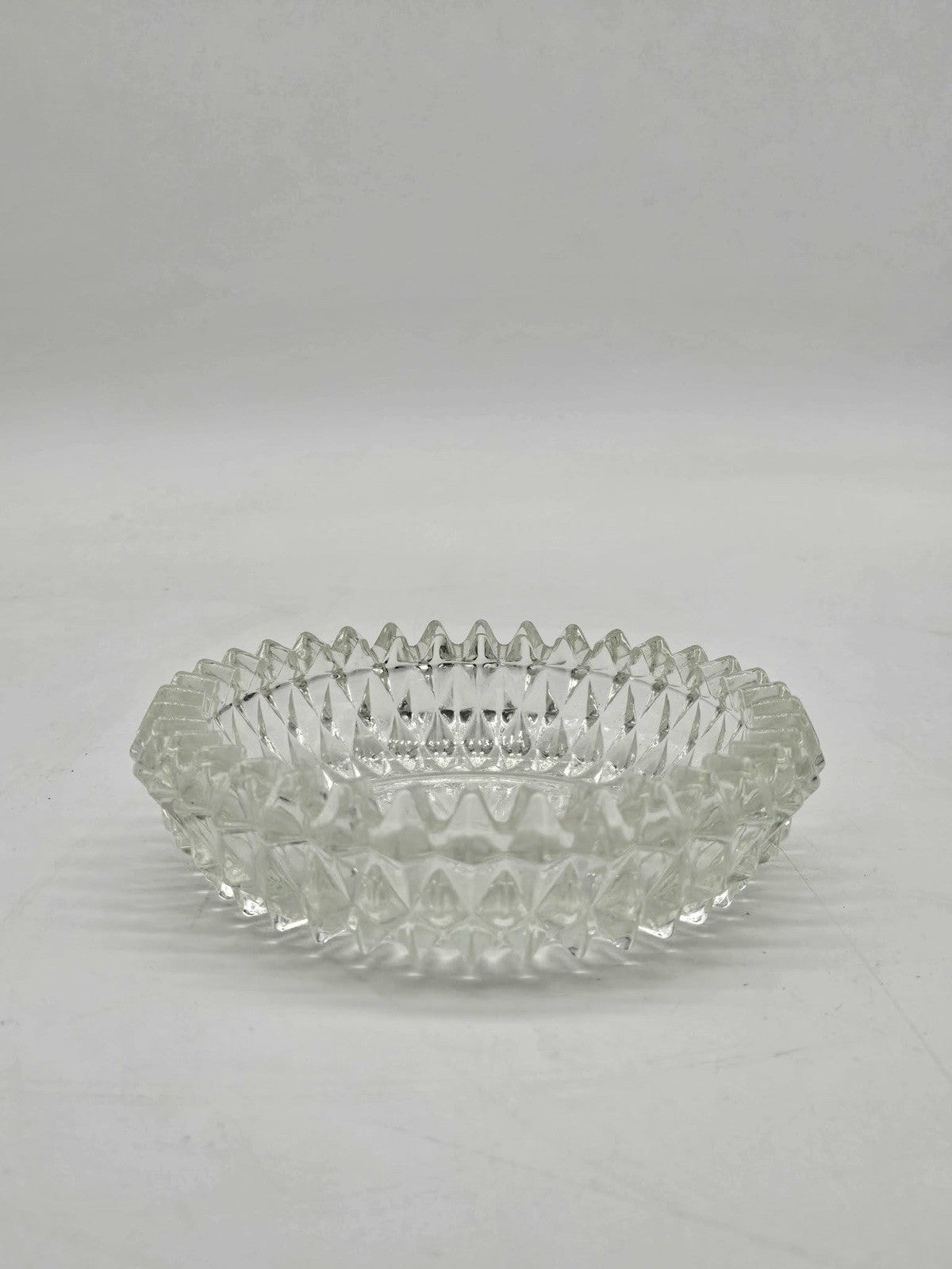 Set of 2 5.25 in clear cut glass trinket candy dishes