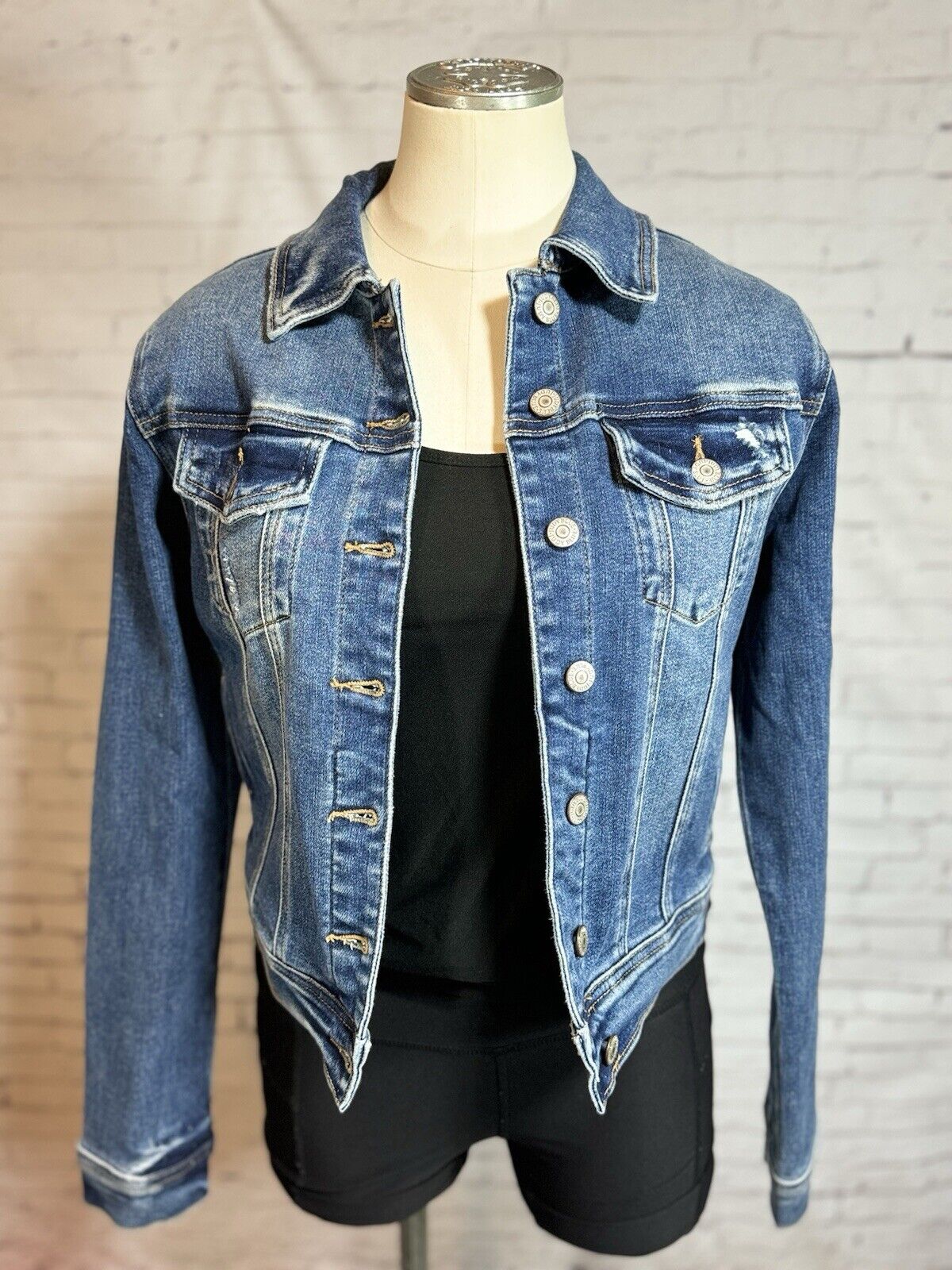 Judy Blue Denim Stretch Jacket Womens SZ SMALL Button Front Designer WCLTH 001