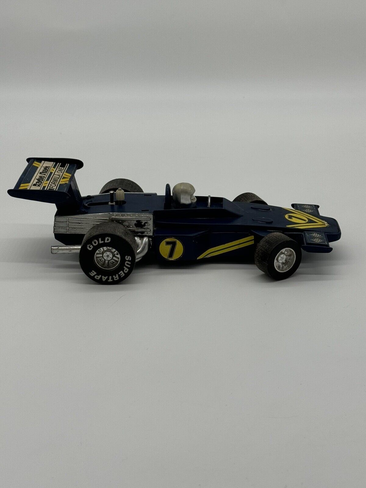 VINTAGE RADIO SHACK #7 FORMULA 1 BLUE TOY ROAD RACE CAR 11 1/4” VTY 005