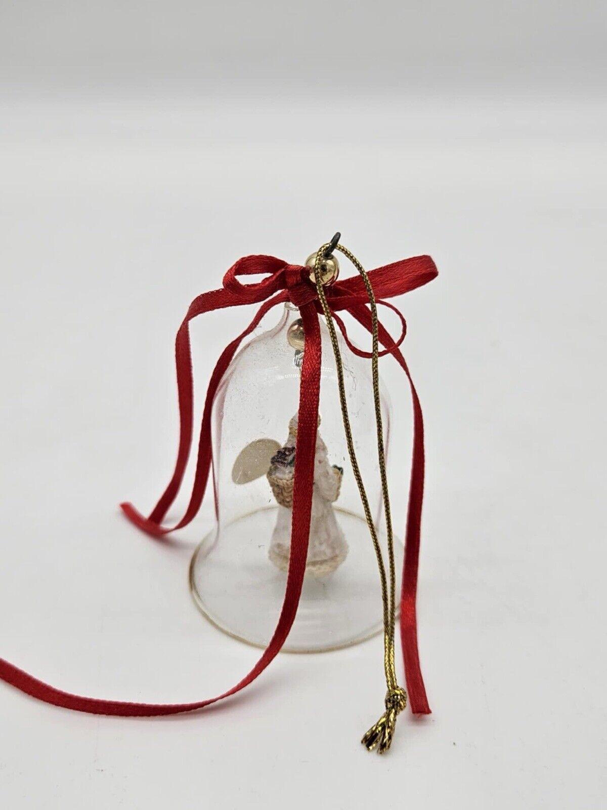 Santa Claus Christmas Bell Gold Trim Tree Ornament Crystal