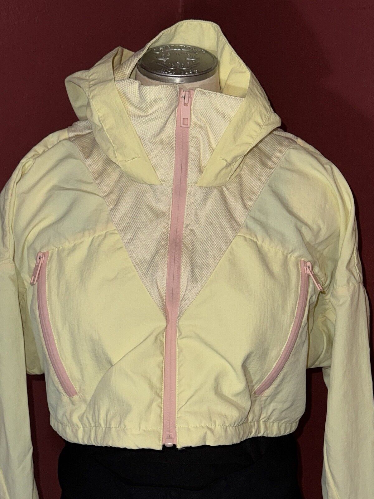 Zara Jacket Womens Sz L Yellow Windbreaker Cropped Colorful Neon Retro 90s WCLTH