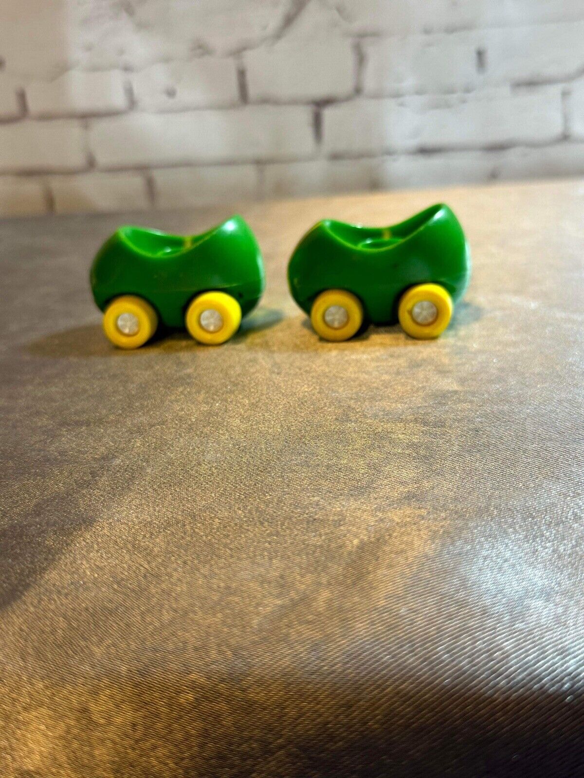 2 Vintage Green w/ Yellow Stripes & Tires SMALLL Tonka Cars 2.25" x 2"x 1.5" VTY