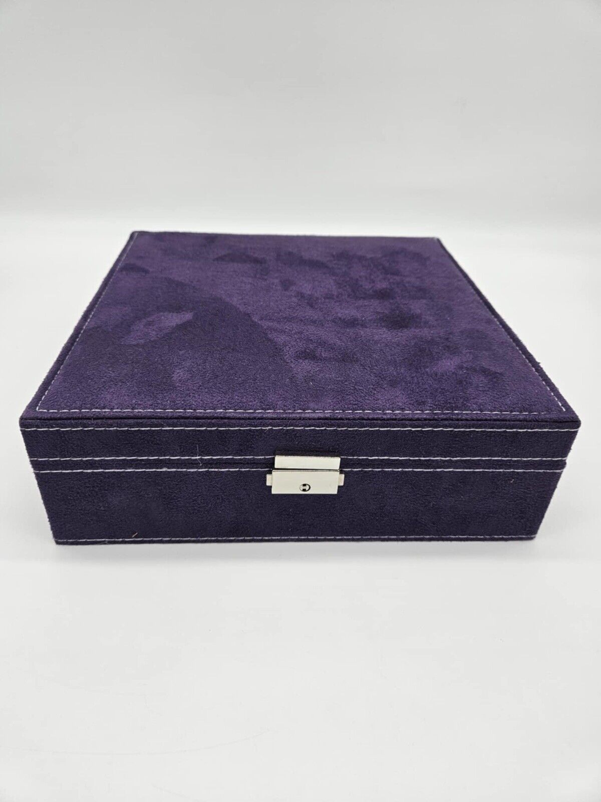 2-Layer Velvet Jewelry Box Organizer Lint Jewelry Display Storage Case w/Lock