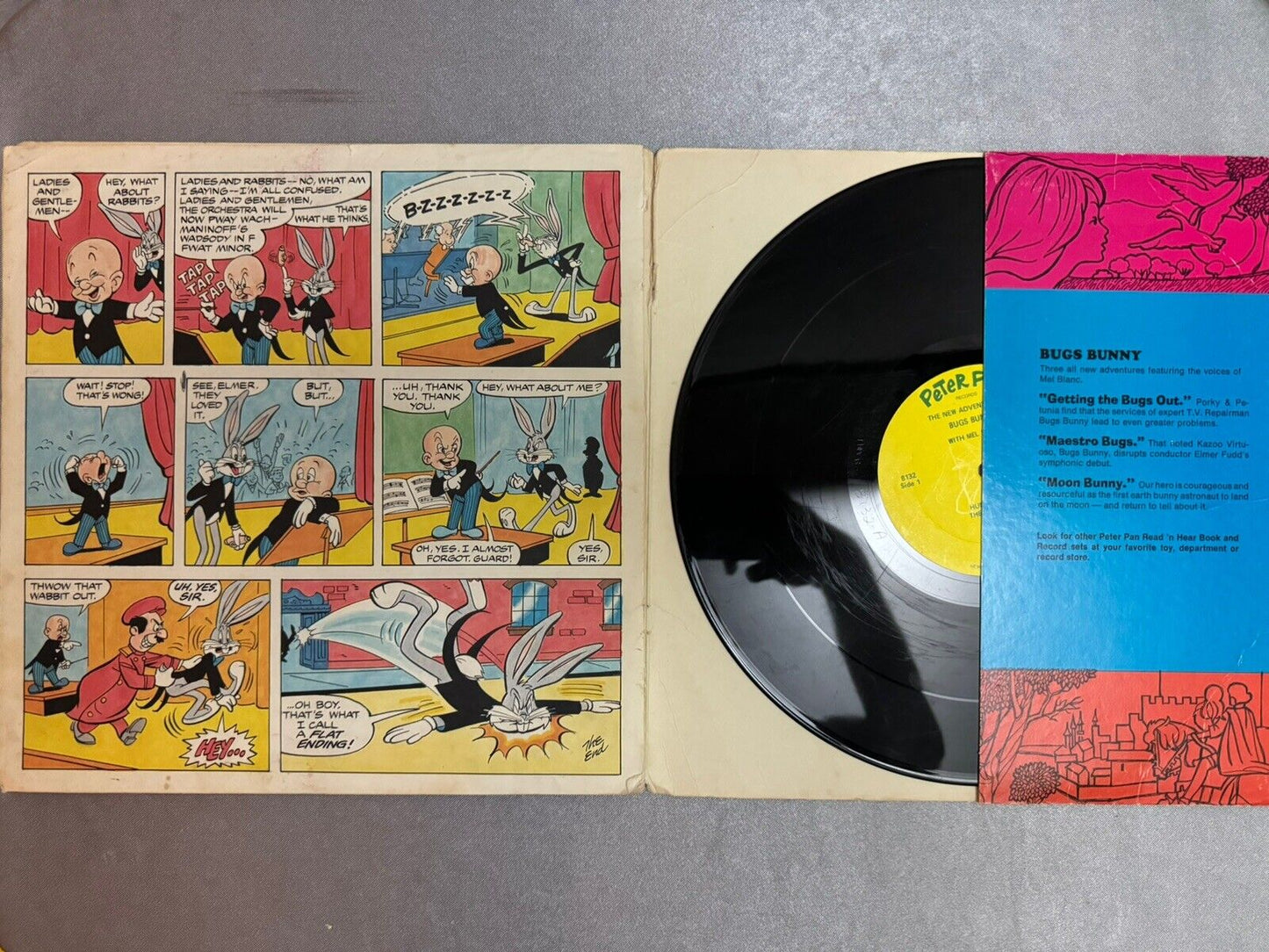 BUGS BUNNY 3 Funny Stories VINYL LP w Book 1975 PETER PAN Records MOON BUNNY