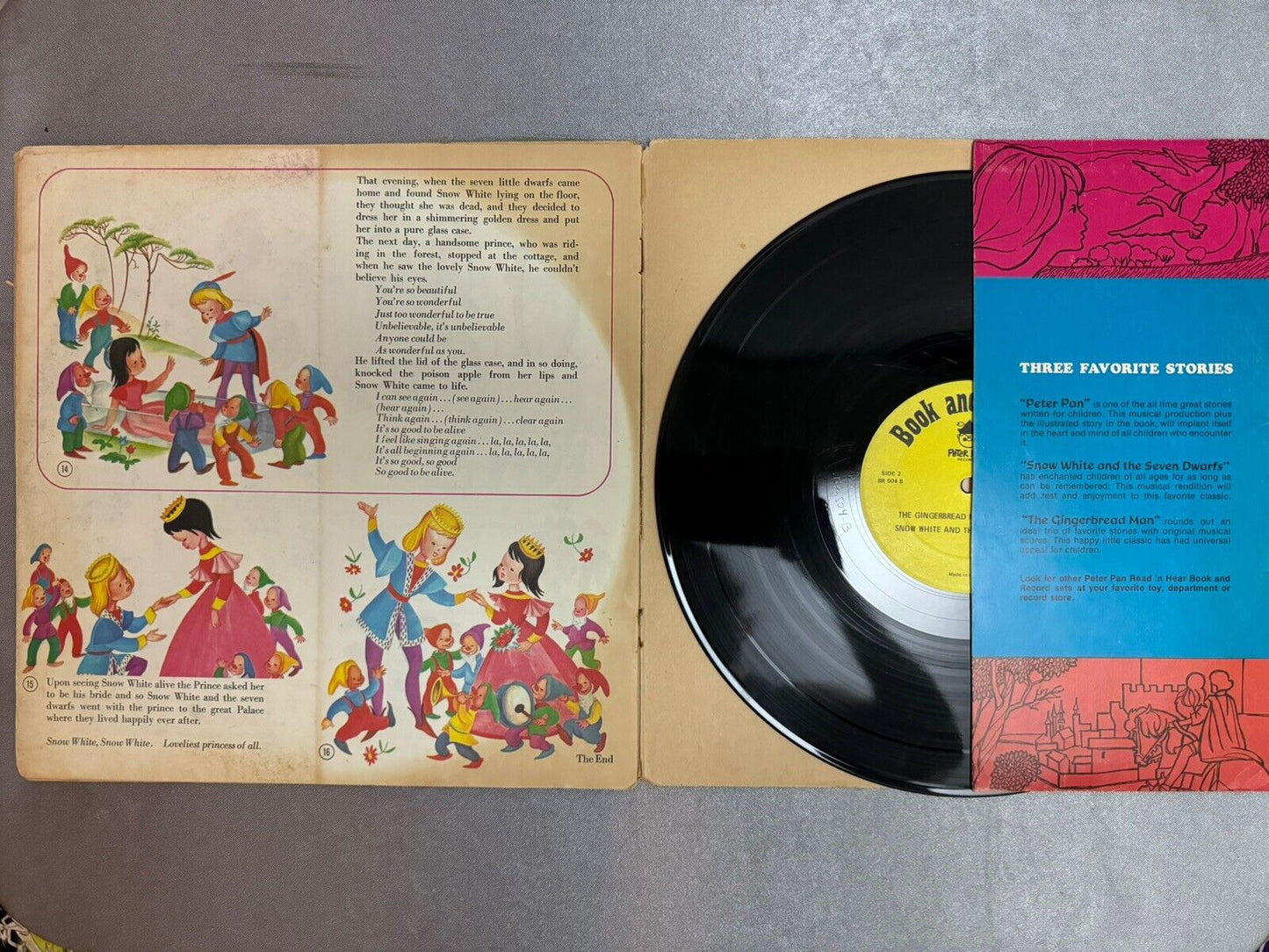 Peter Pan, Snow White, Gingerbread Man Vinyl LP Book & Record Peter Pan BR 504
