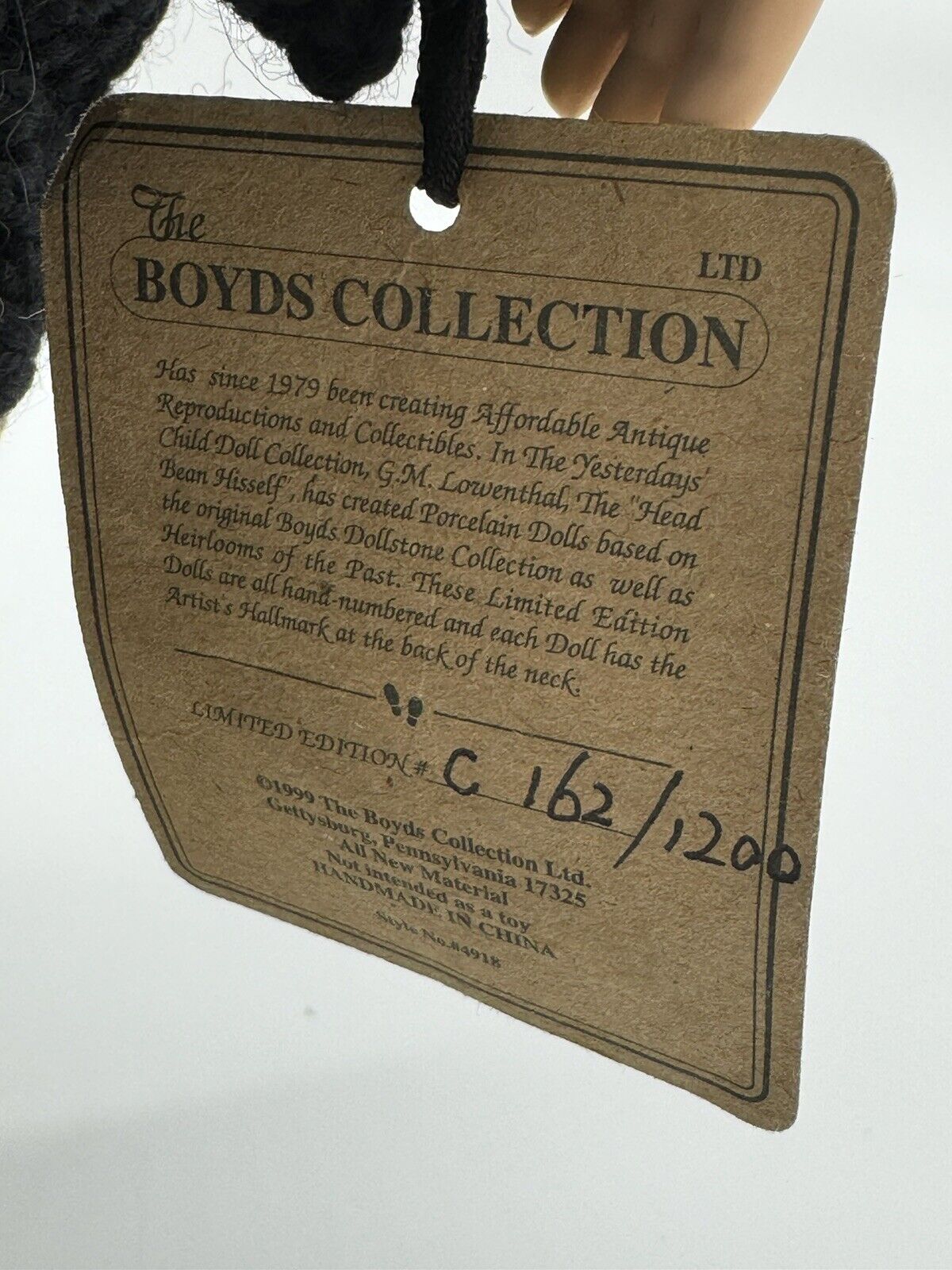#331/1200 LIMITED EDITION Porcelain Doll “KAYLA” by BOYDS-Yesterdays Child Col
