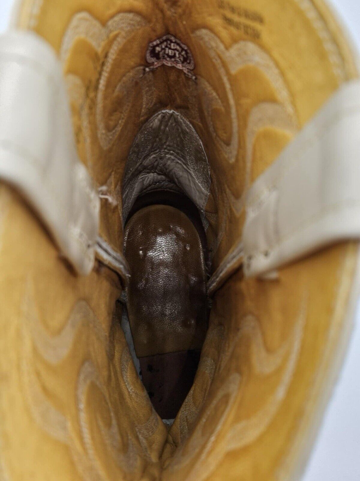 Vintage Nocona Boots EXOTIC Elephant Print Cowboy White Size 11 D