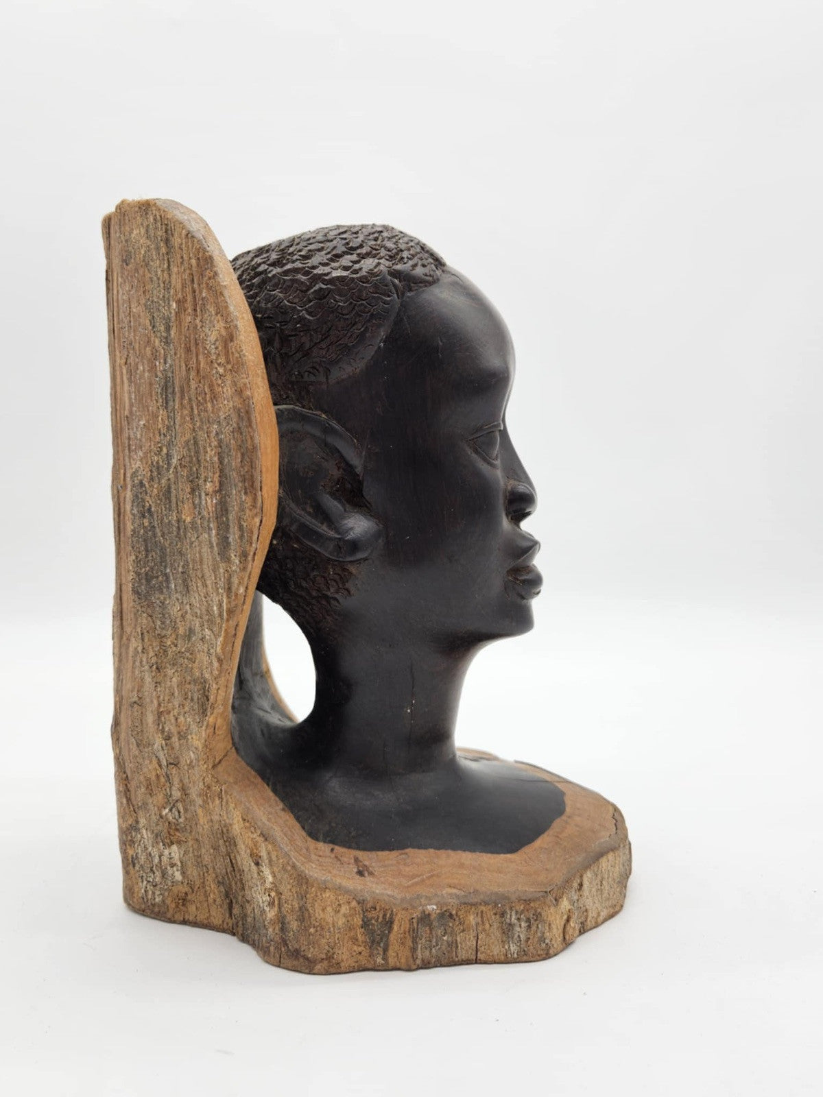 African Tribal Head Sculpture Ebony Wood