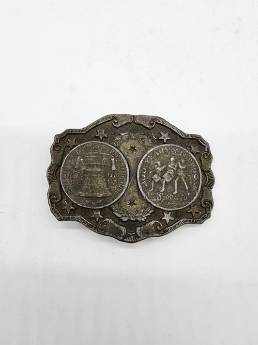 Bicentennial Brass Belt Buckle 1776-1976 Lewis Belt Buckle- Chicago