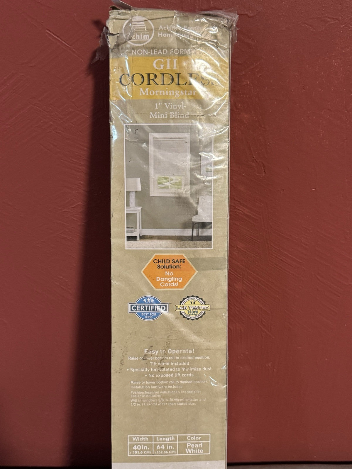 Achim Morningstar Black Cordless Vinyl Mini Blind, 33" W x 48" L