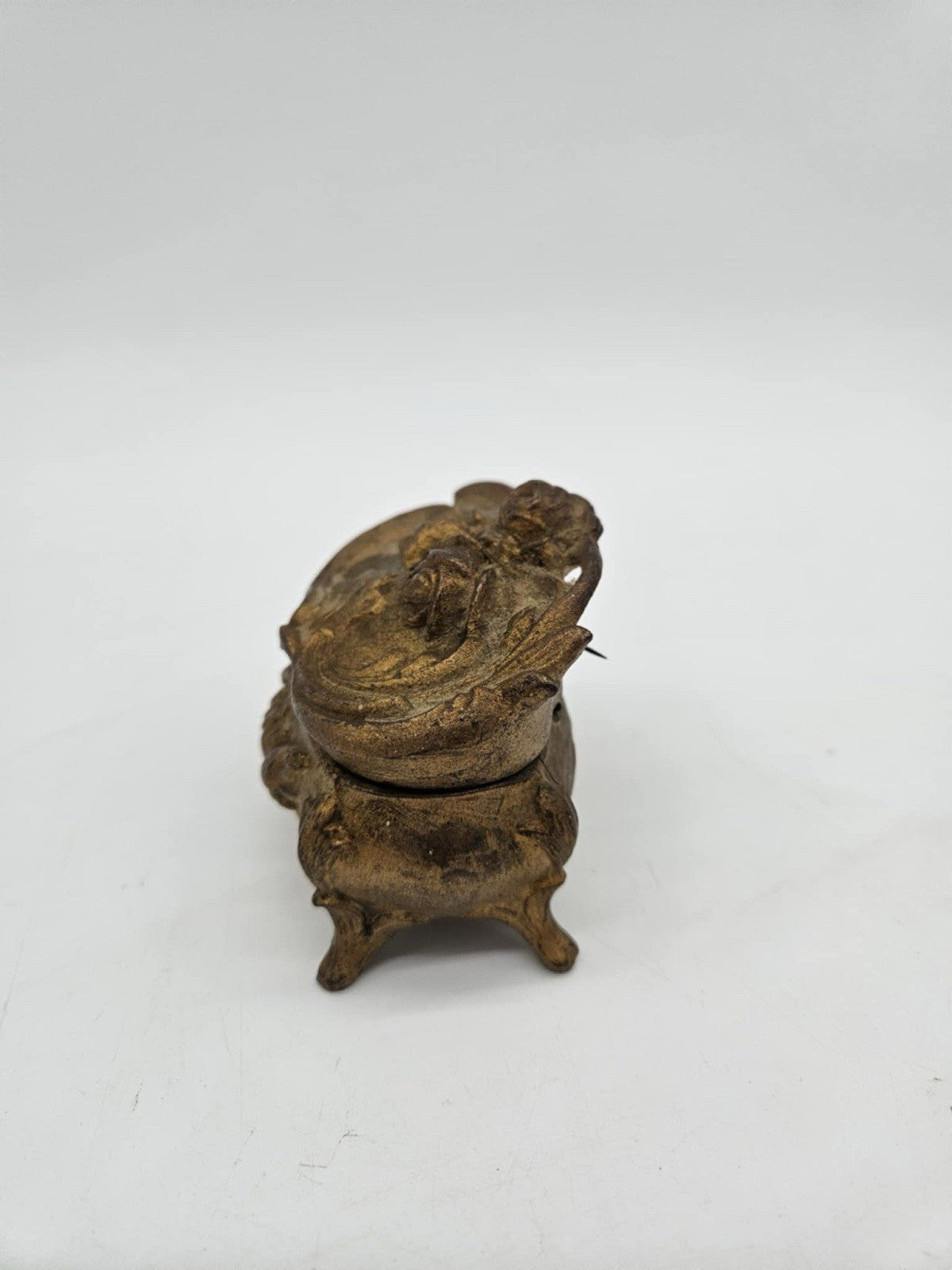 Antique Art Nouveau Trinket Box Dresser Jewelry Casket Gold Victorian Vtg