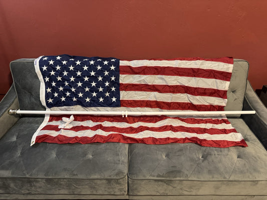 6ft Flagpole Kit 3x5 American Flag & Wall Mount Bracket Made in USA