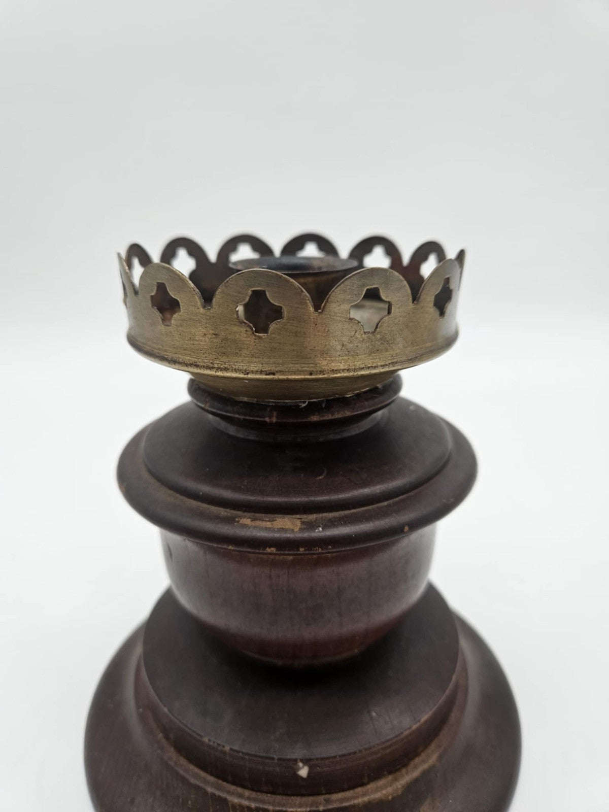 Antique Candle Holder Metal & Glass