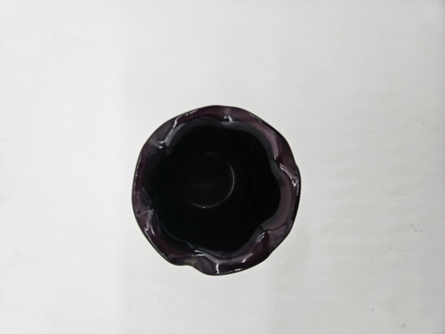Black Amethyst Scalloped Edge Top Vase 4.5”
