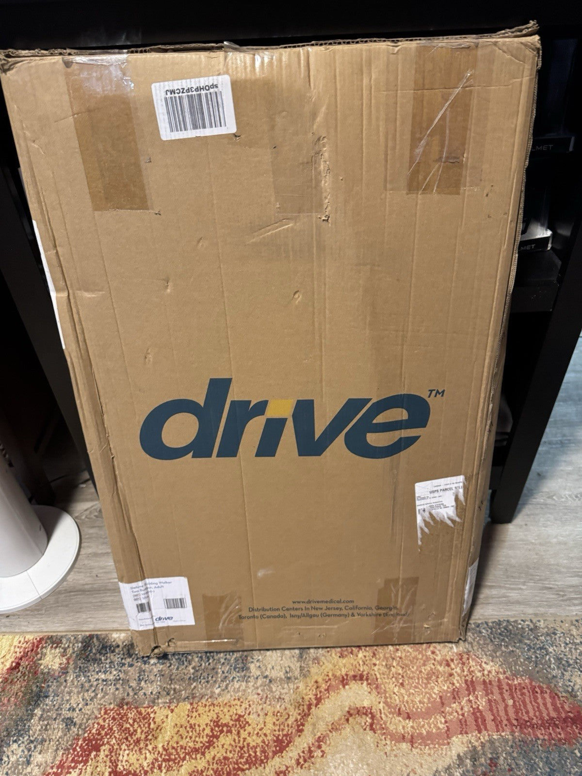 Drive 10206-4 Adult Deluxe Folding Walker, 3" 2-Button with Wheels