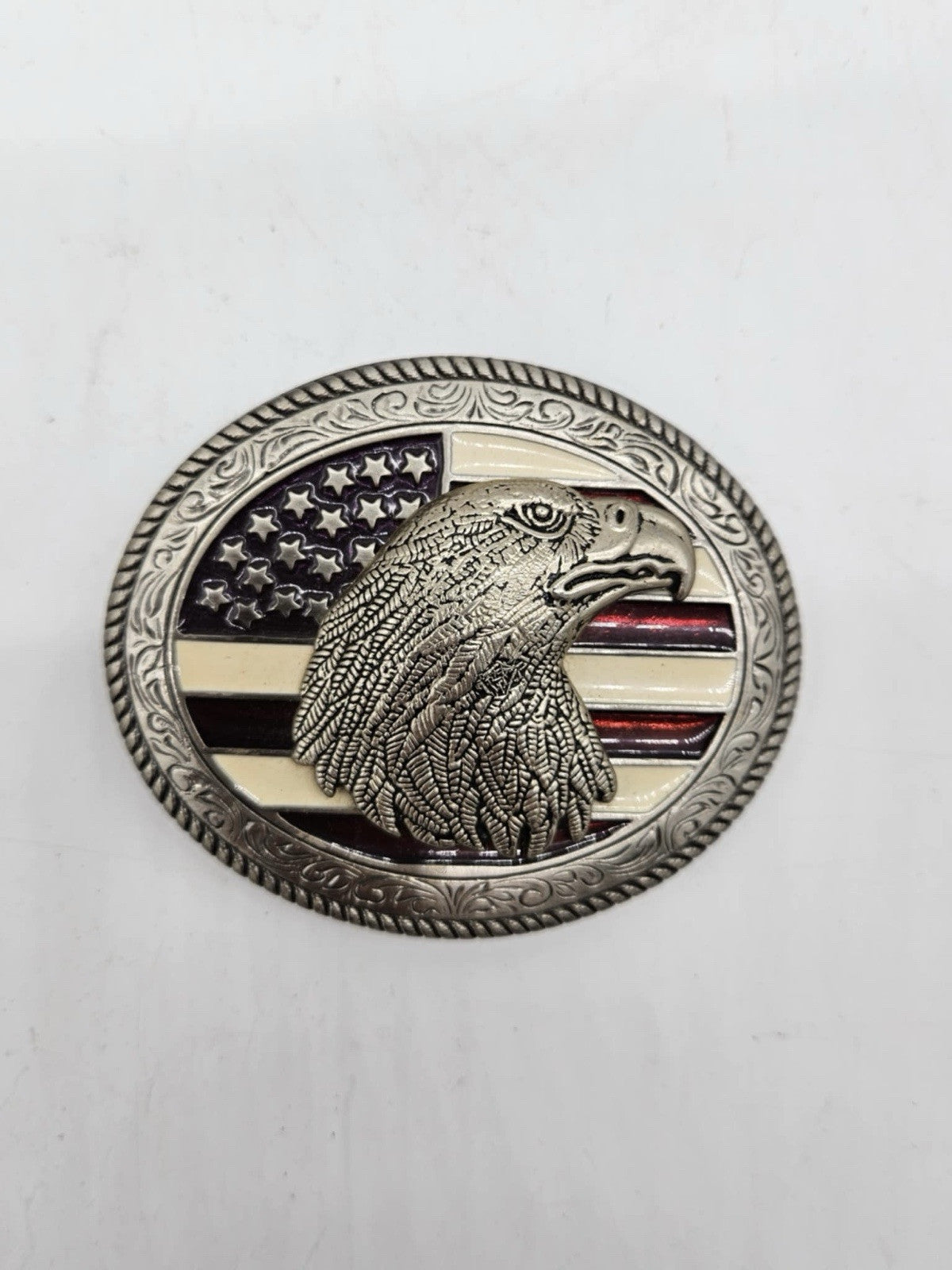Vintage USA American Eagle & American Flag Belt Buckle