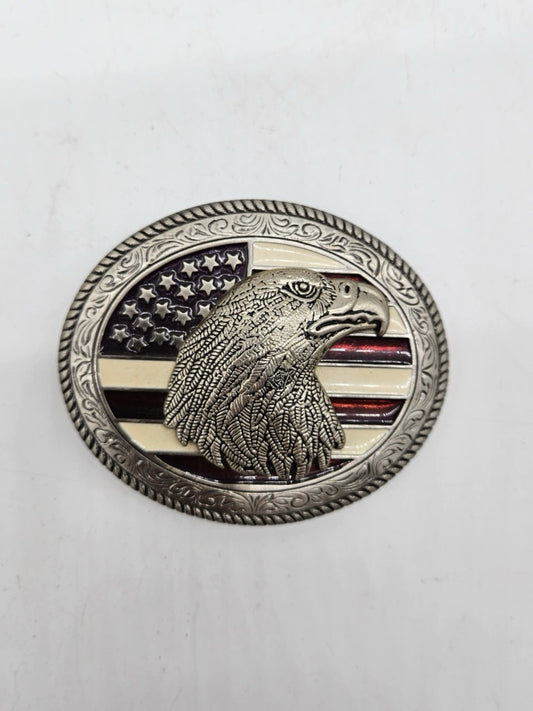 Vintage USA American Eagle & American Flag Belt Buckle