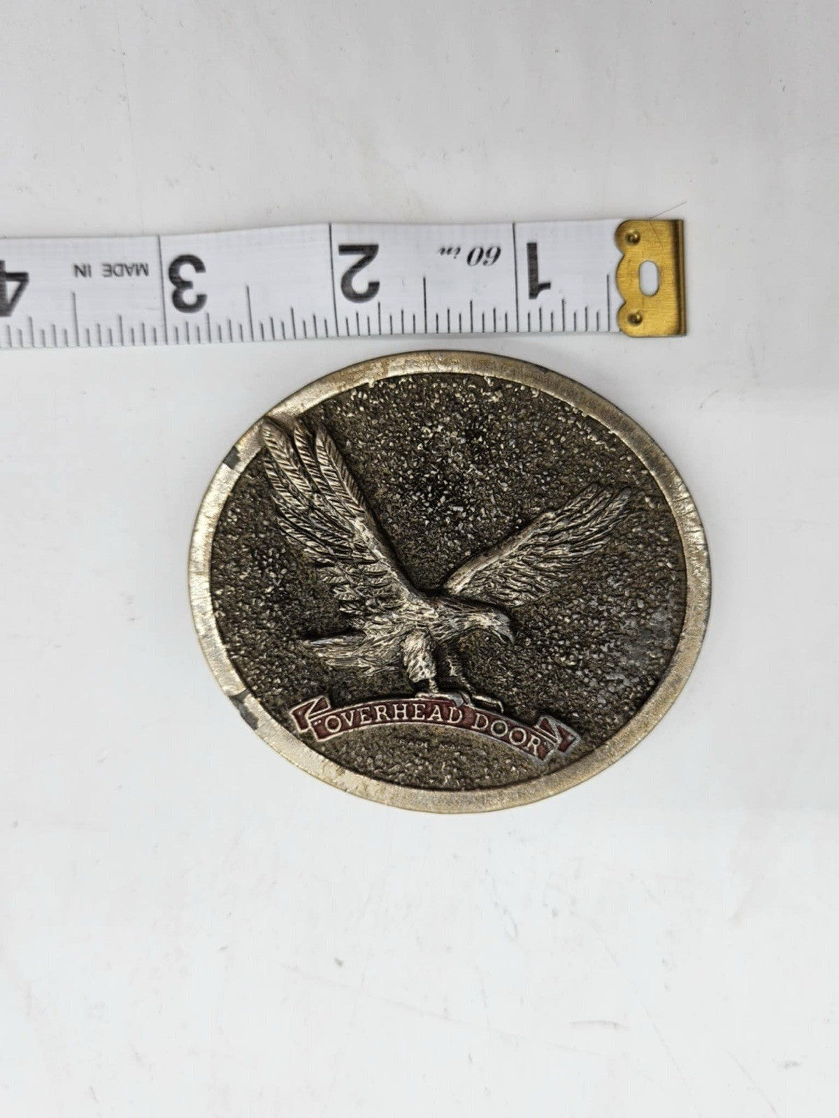 Vintage Eagle Belt Buckle Overhead Door Advertising Promo