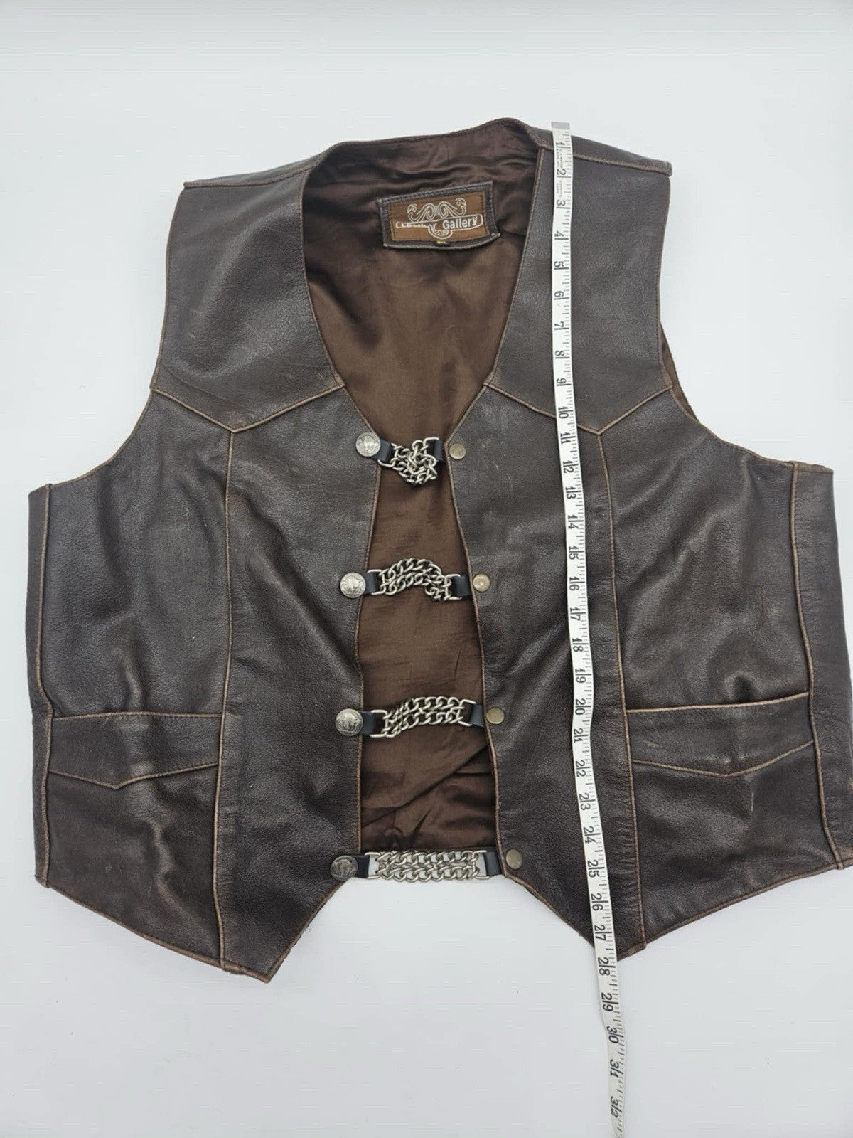 Vintage Genuine Leather Motorcycle Vest / Biker Vest ~ Sz 3XL