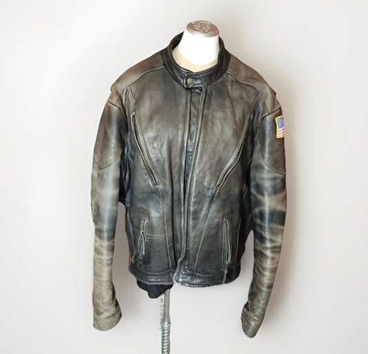 Vintage Unik Ultra Double Layered Leather Riding Jacket ~ Sz L