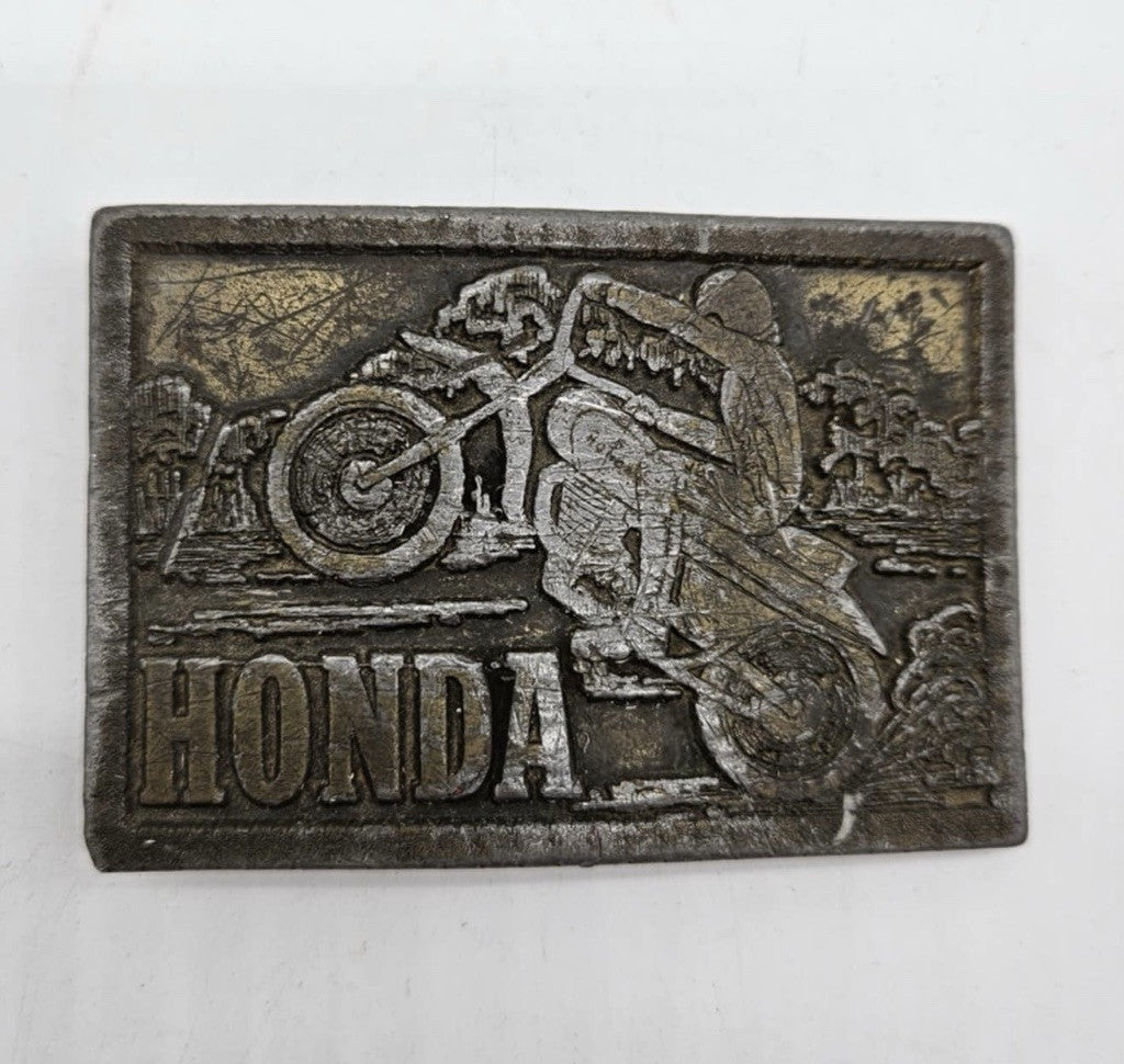 Vintage QG09106 Honda Motorcycles Solid Brass Baron Belt Buckle Taiwan 1970s