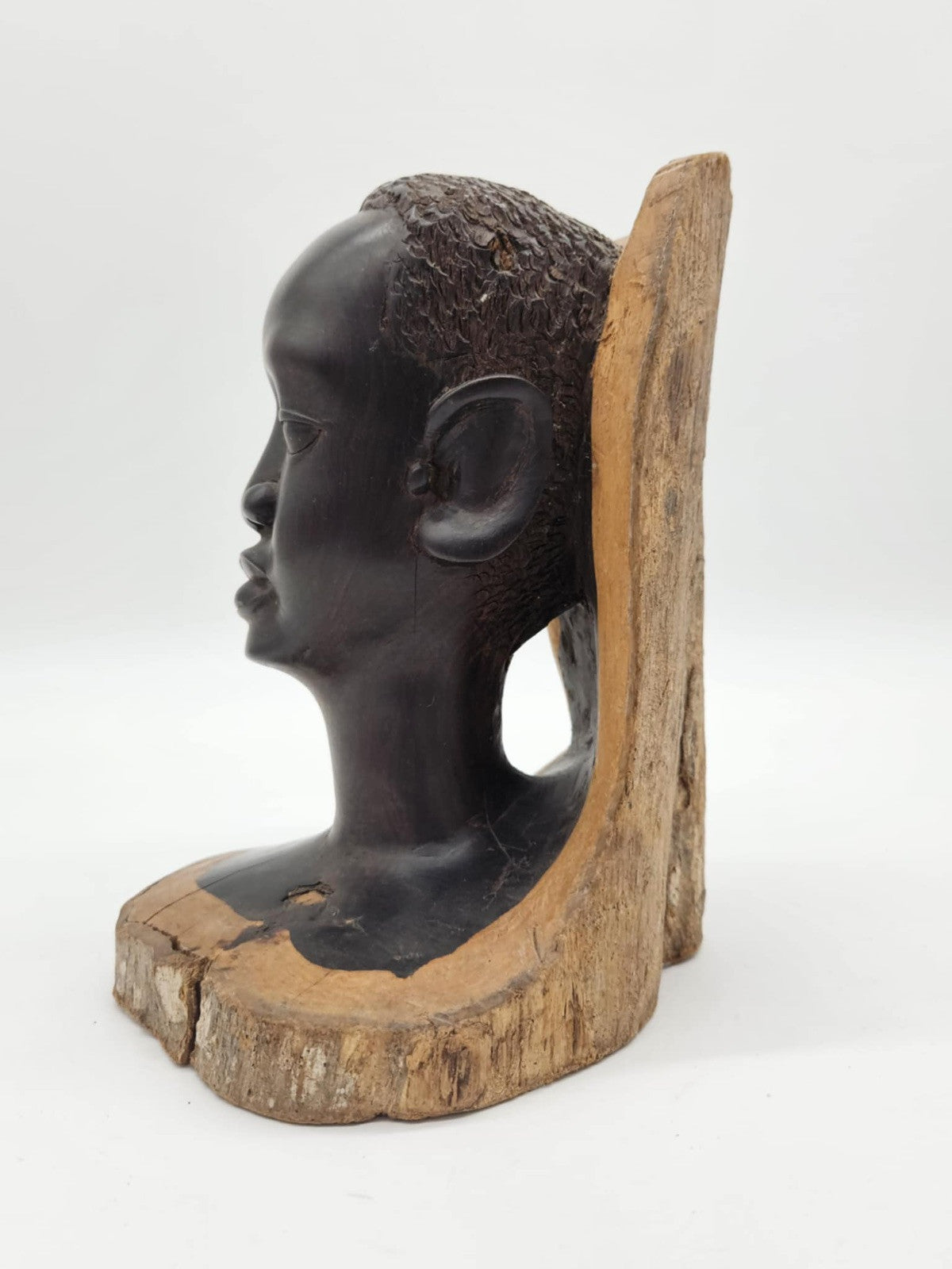 African Tribal Head Sculpture Ebony Wood