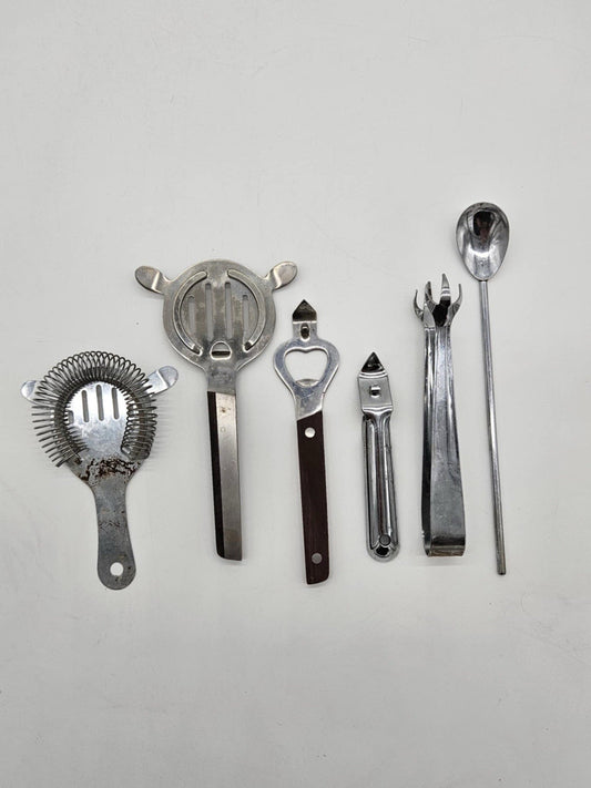Vintage Stainless Steel Bar Tool Set