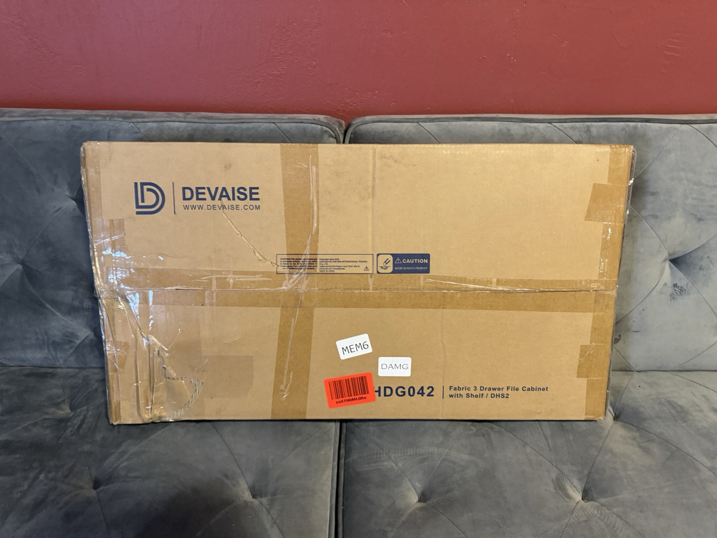 Devaise AHDG041 Fabric 3 Drawer File Cabinet / DHS  Rustic Brown