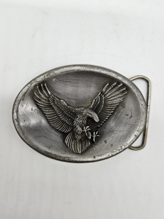 Aged Vintage 1980s Soaring Eagle Motorcycle Biker WINGS Pewter Belt Buckle