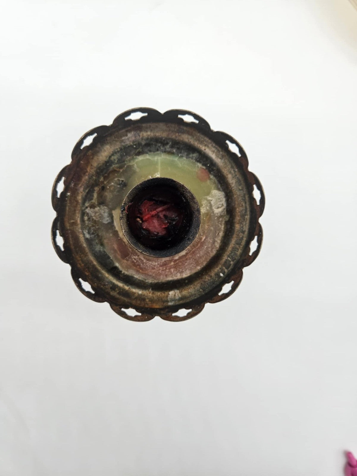 Antique Candle Holder Metal & Glass