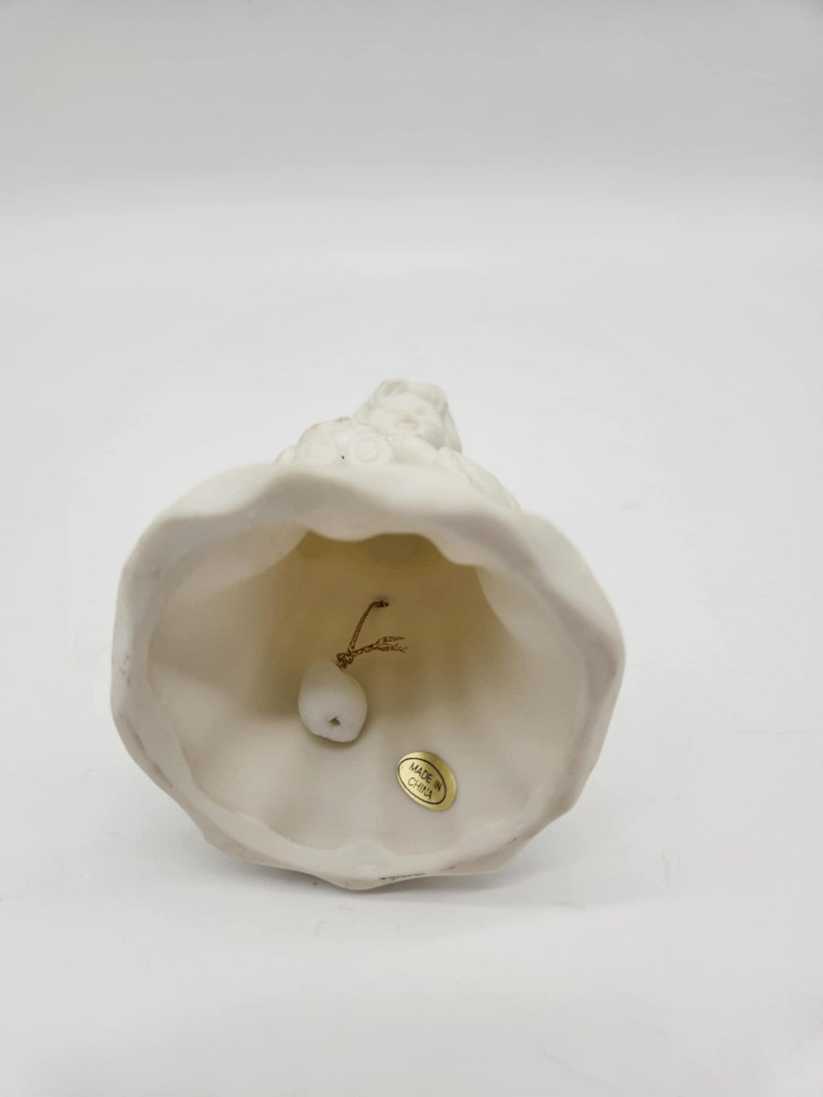 Jade White Porcelain Angel Holding Teddy Bear Dinner Bell