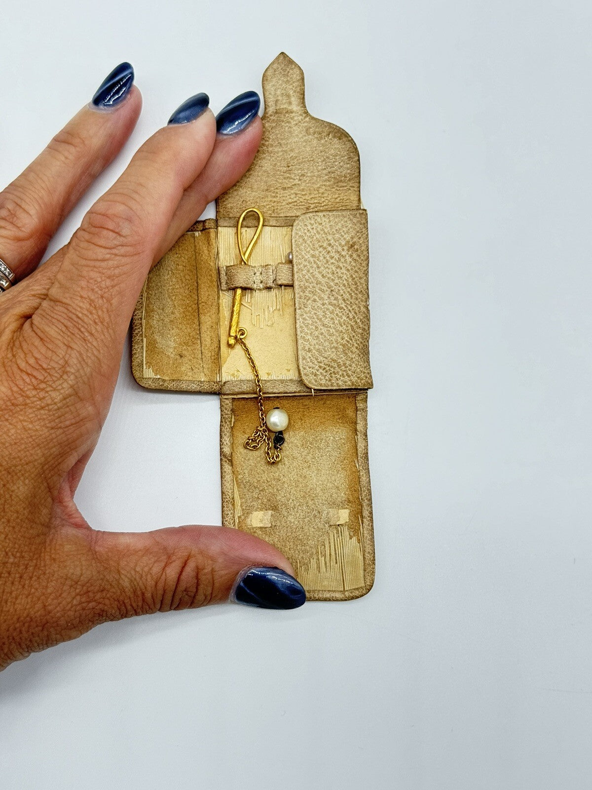 Civil War Era Tiny Leather Antique Sewing Pouch