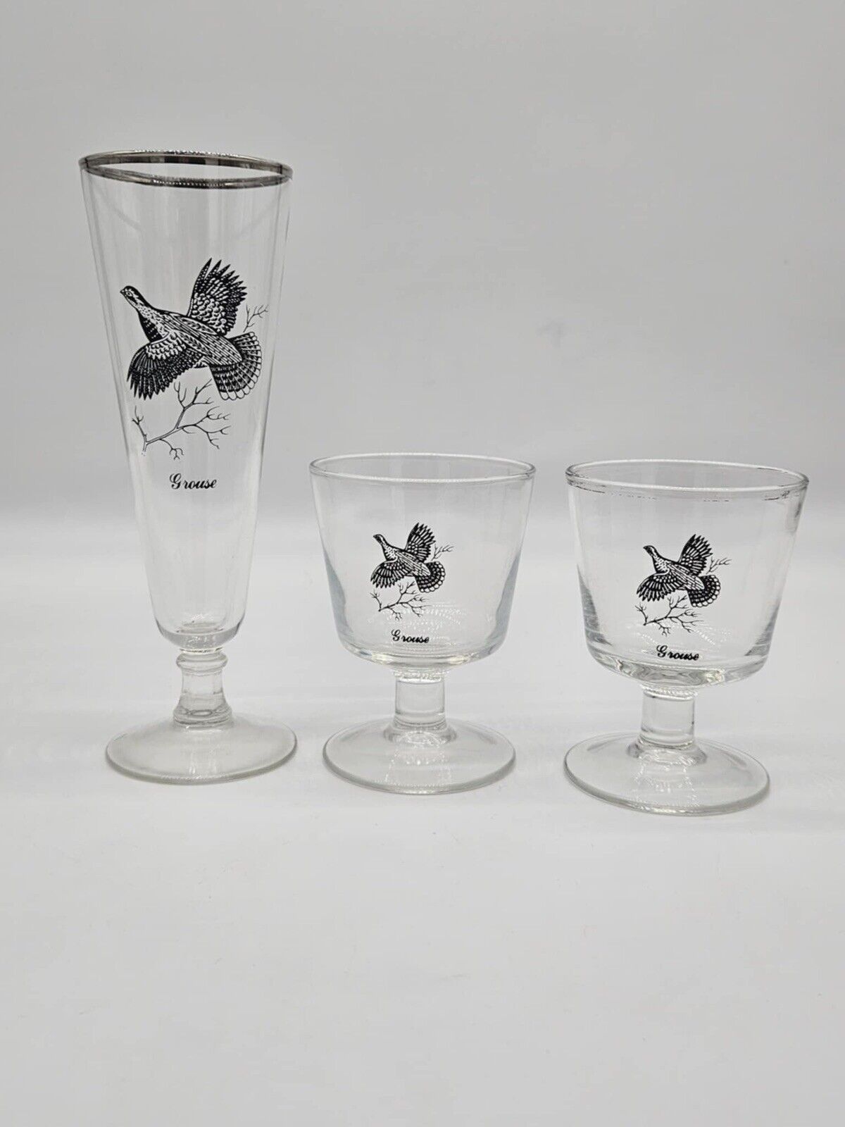 LOT OF 15 Vintage Federal Game Bird Barware Glasses