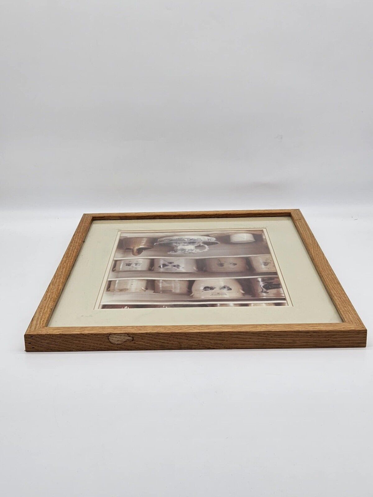 RARE Framed Stoneware Crock Picture