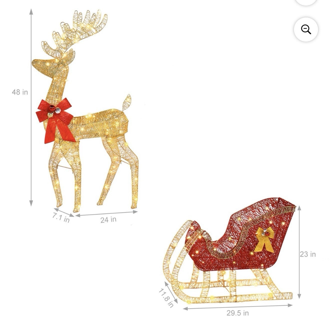 Best Choice Products Lighted Christmas 4ft Reindeer & Sleigh Holiday Outdoor